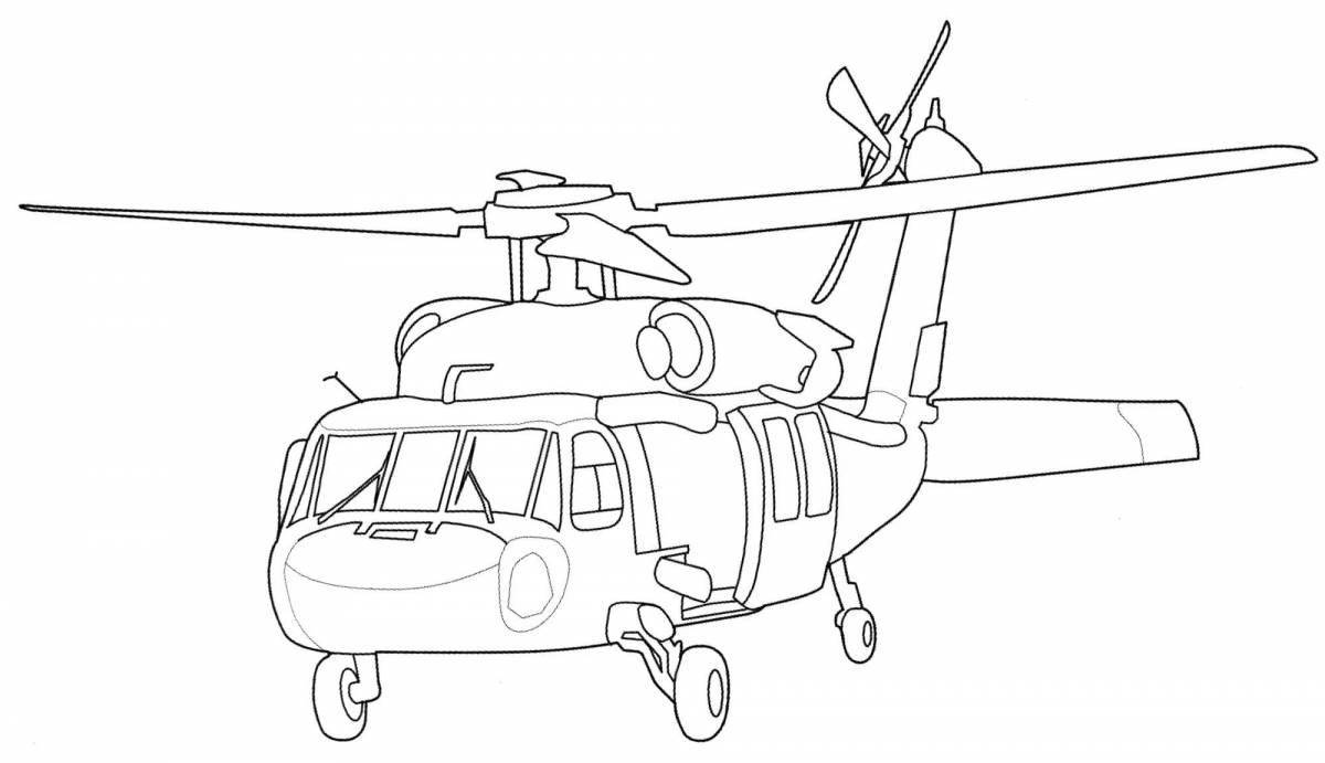 Раскраска большой военный вертолет для детей