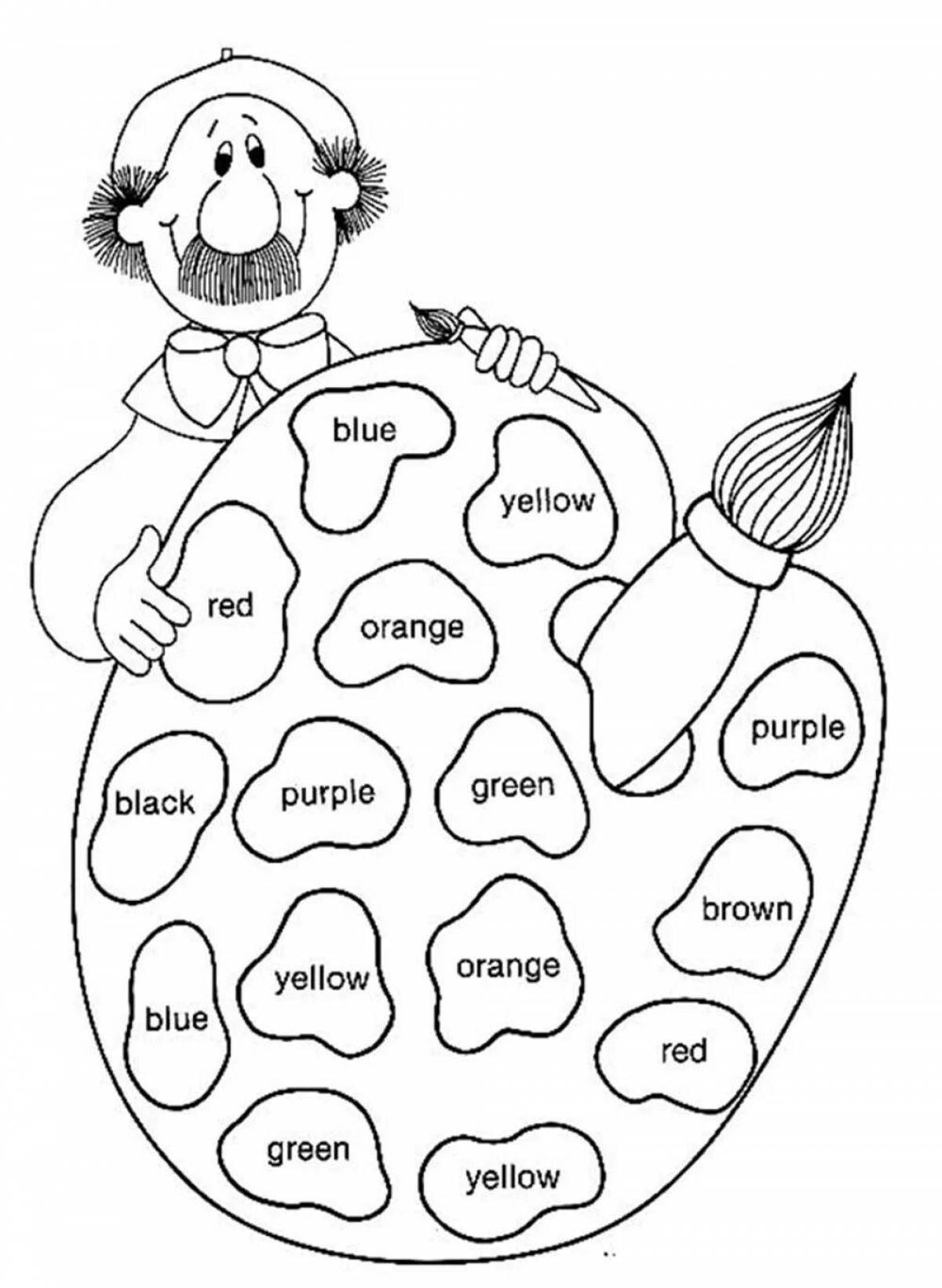 Радостная раскраска на английском языке для детей