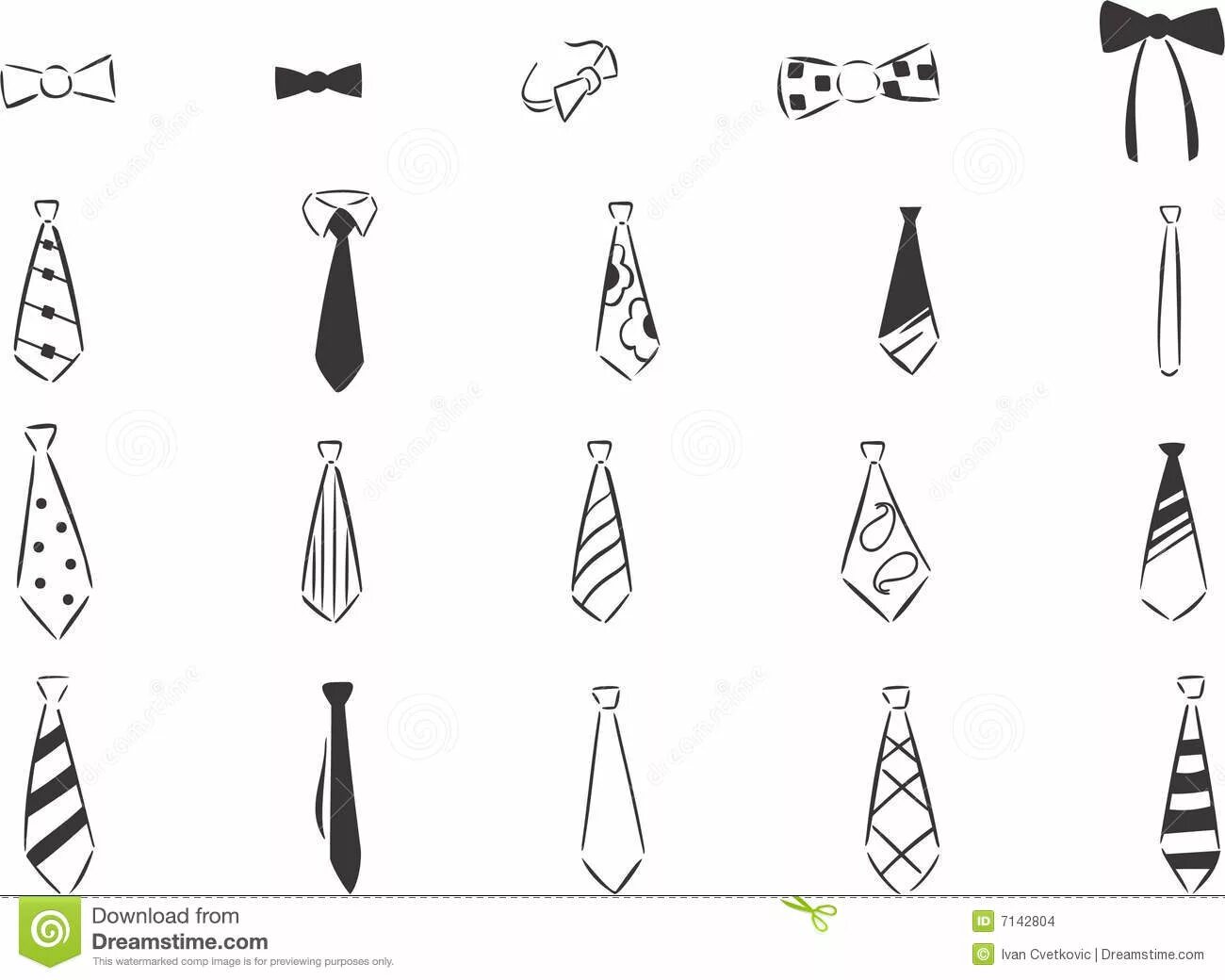 Креативная страница раскраски галстуков для детей
