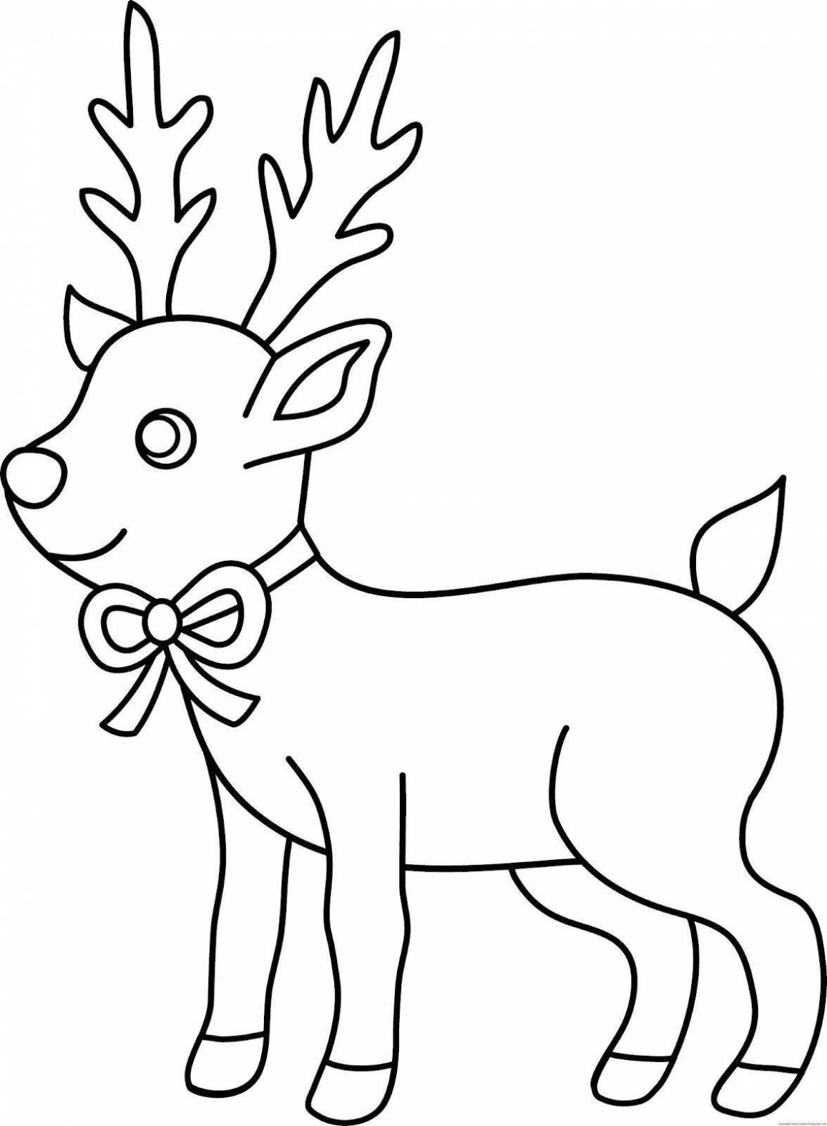 Раскраска радостный рождественский олень для детей