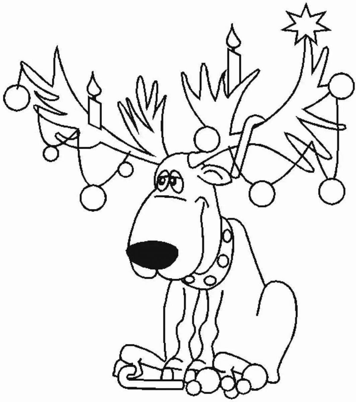 Сказочные рождественские олени раскраски для детей