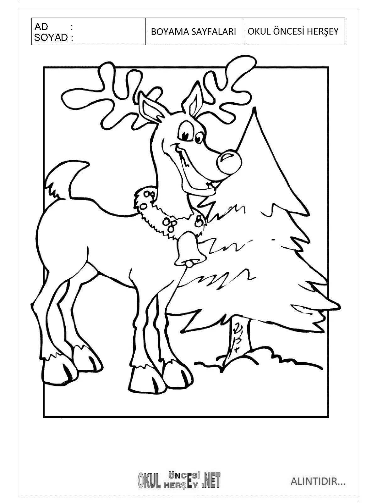 Причудливая раскраска рождественский олень для детей
