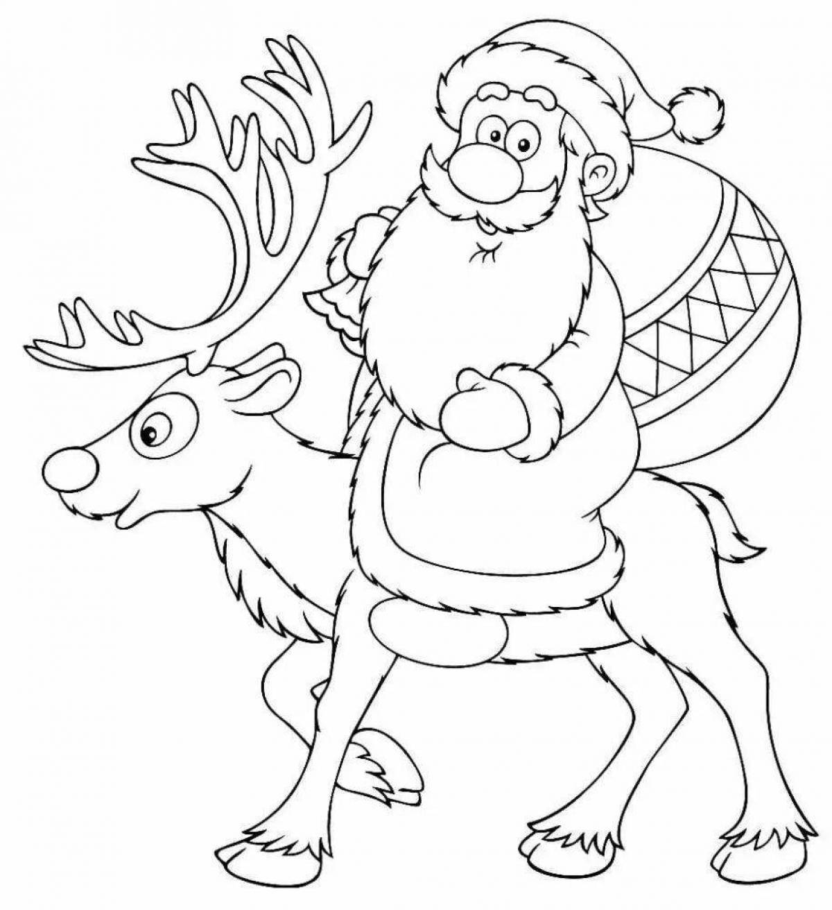 Сверкающий рождественский олень раскраски для детей