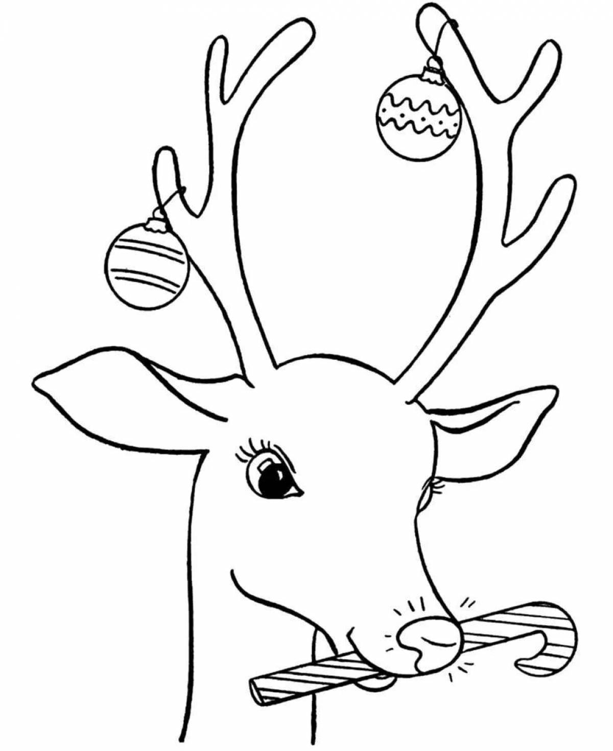 Весёлый рождественский олень раскраски для детей