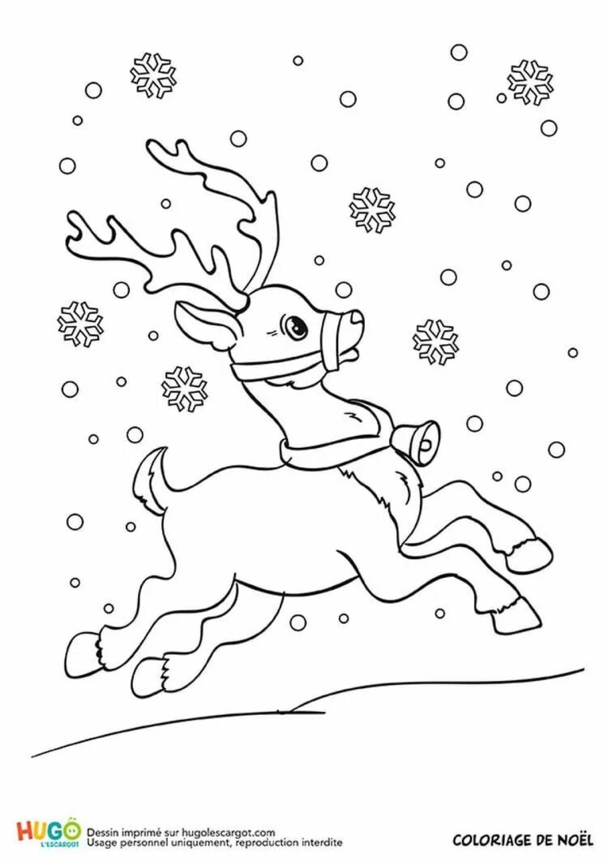 Блестящий рождественский олень раскраски для детей