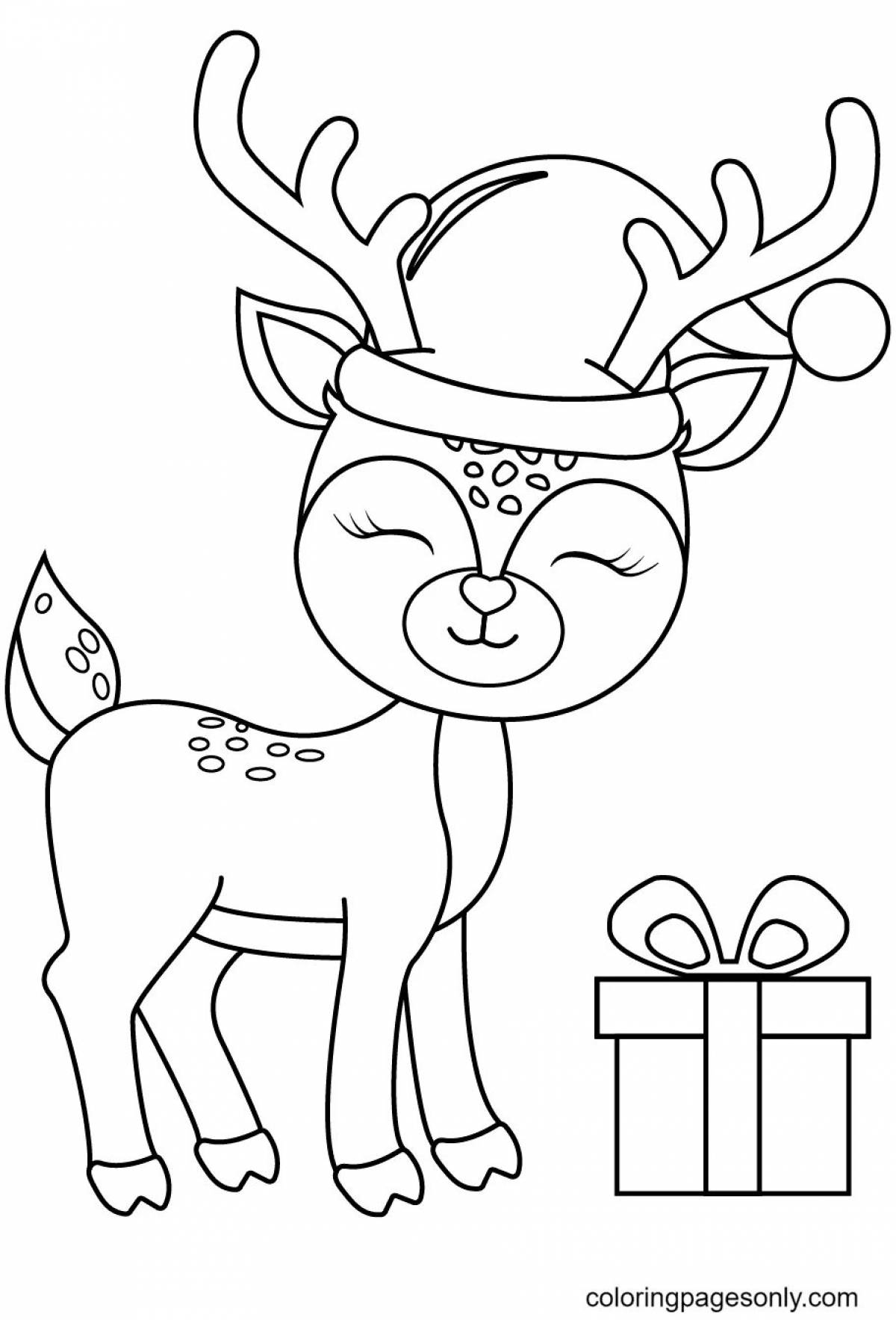 Блестящие рождественские олени раскраски для детей