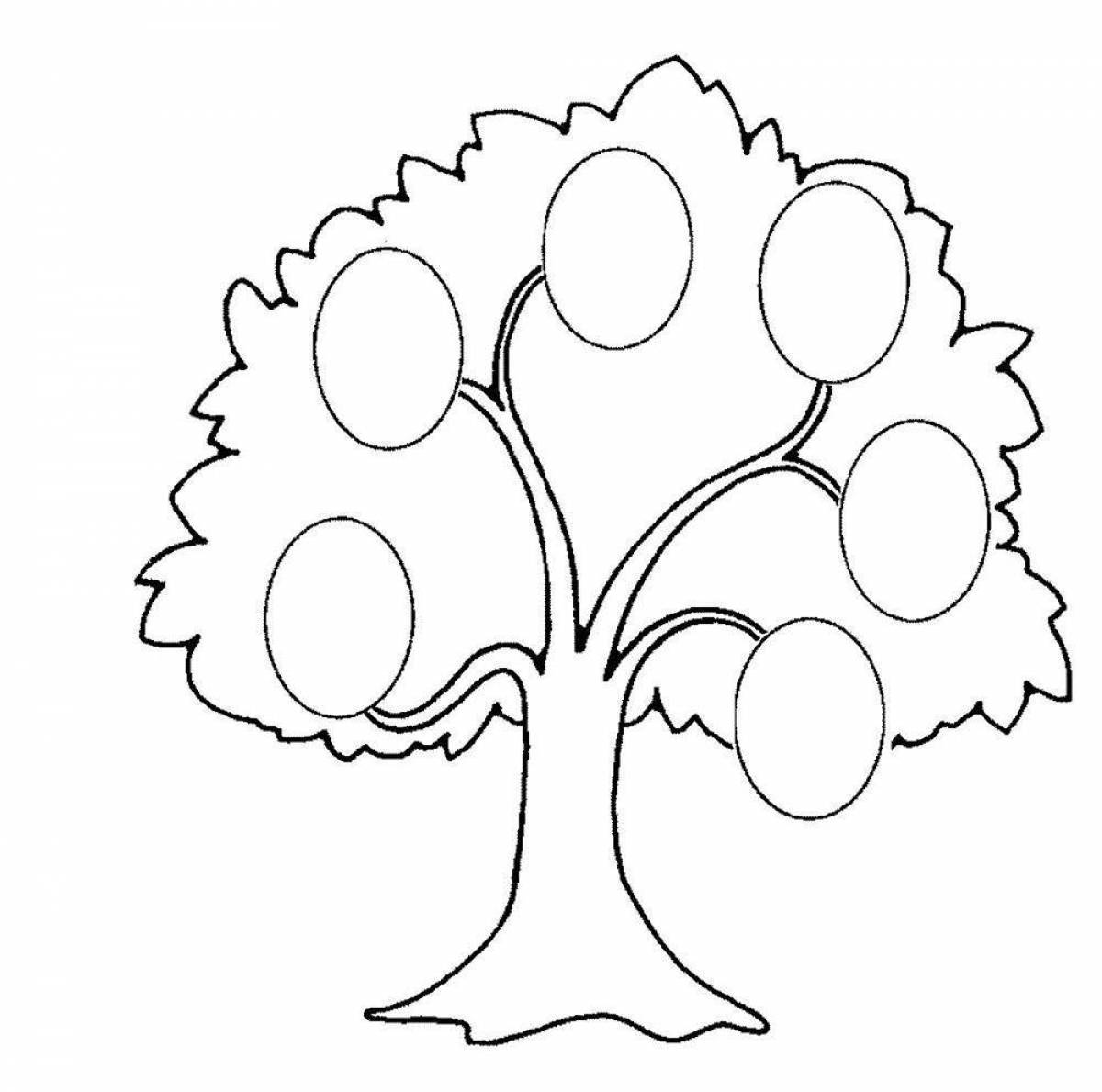 Раскраска «волшебное дерево» для детей 3-4 лет