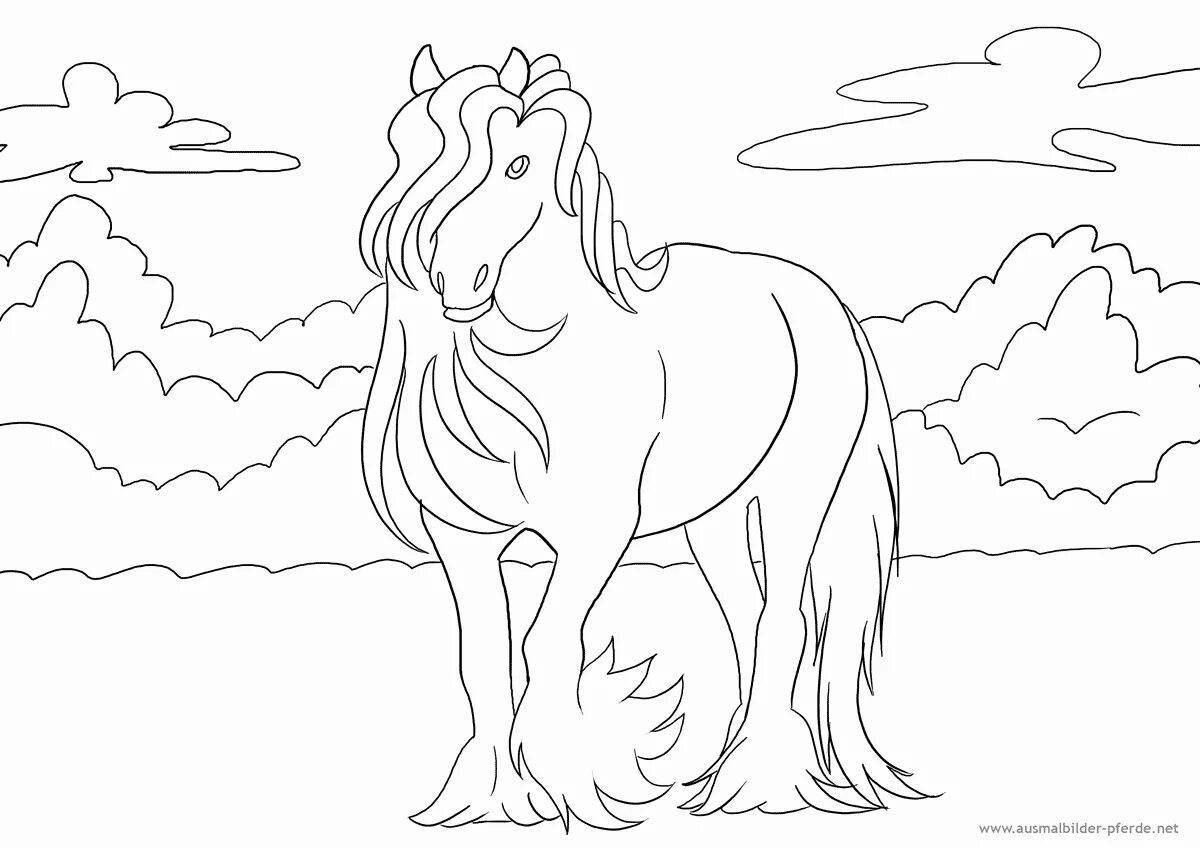 Увлекательная раскраска лошадь для детей 6-7 лет