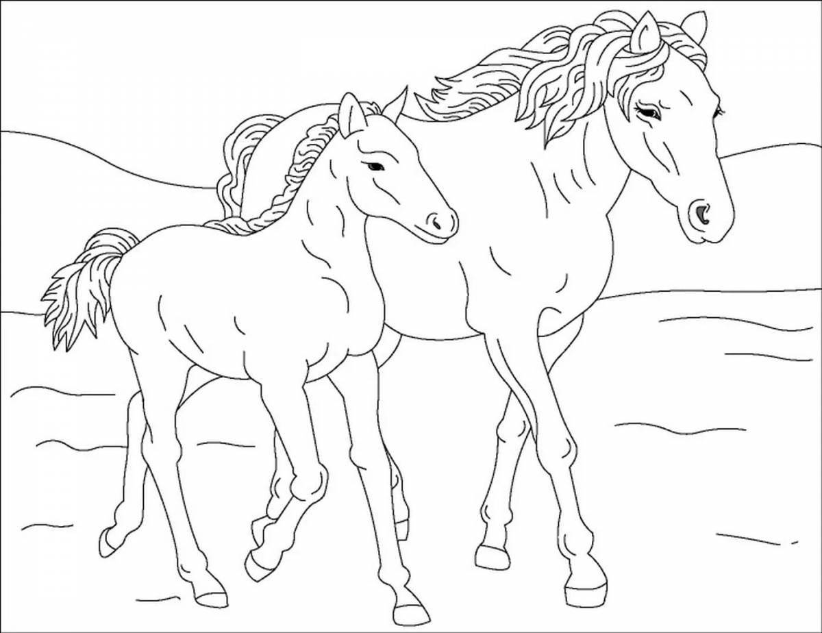 Потрясающая раскраска лошадь для детей 6-7 лет