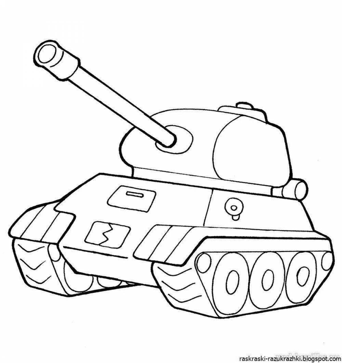Цветная страница раскраски военной техники для детей 3-4 лет