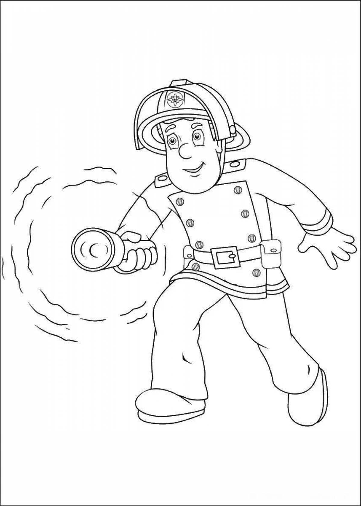 Очаровательный пожарный сэм раскраска для детей