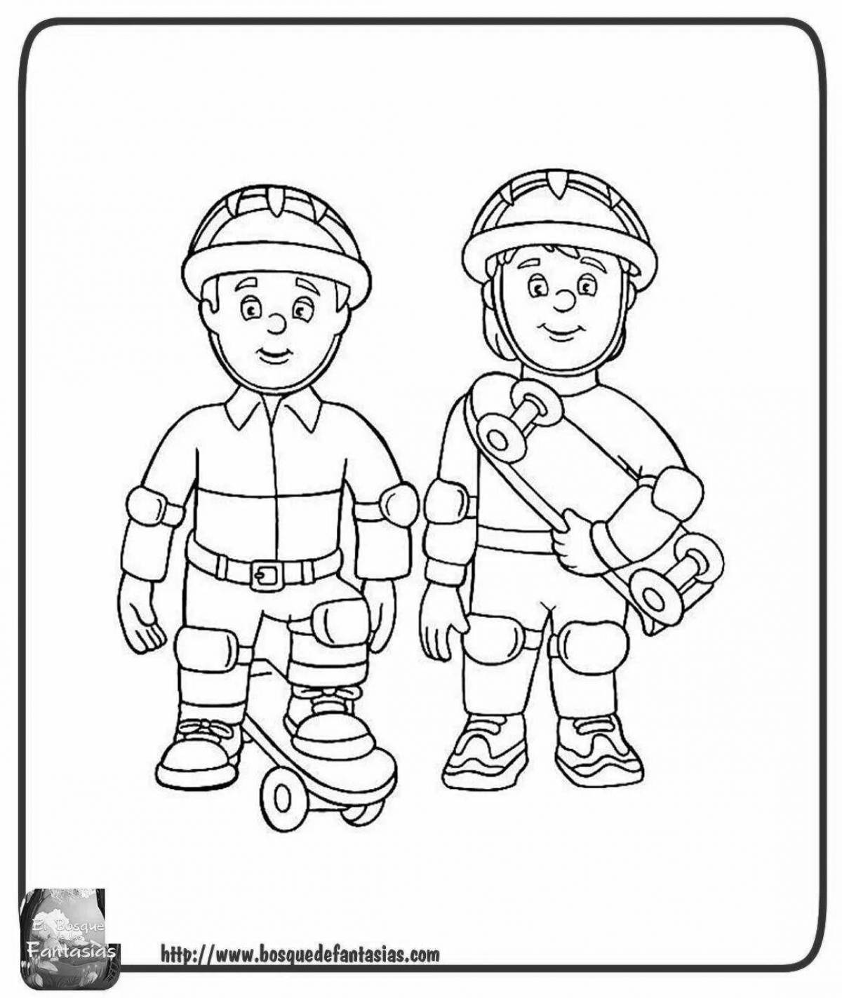 Веселая раскраска пожарный сэм для детей