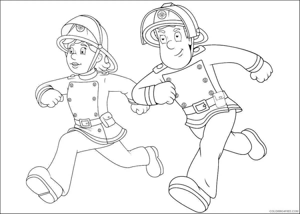 Развлекательная раскраска пожарного сэма для детей