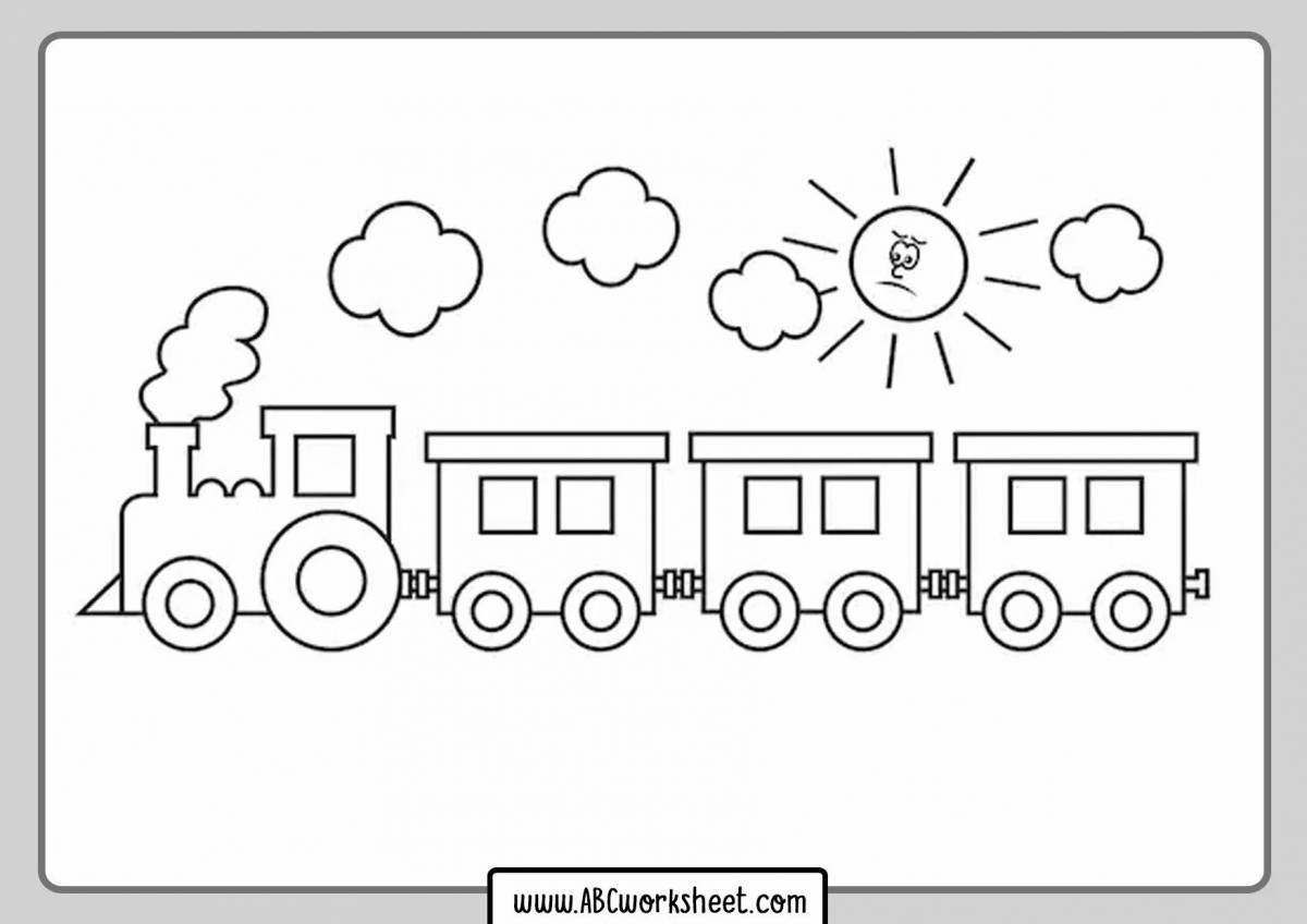 Раскраска забавный поезд с вагоном