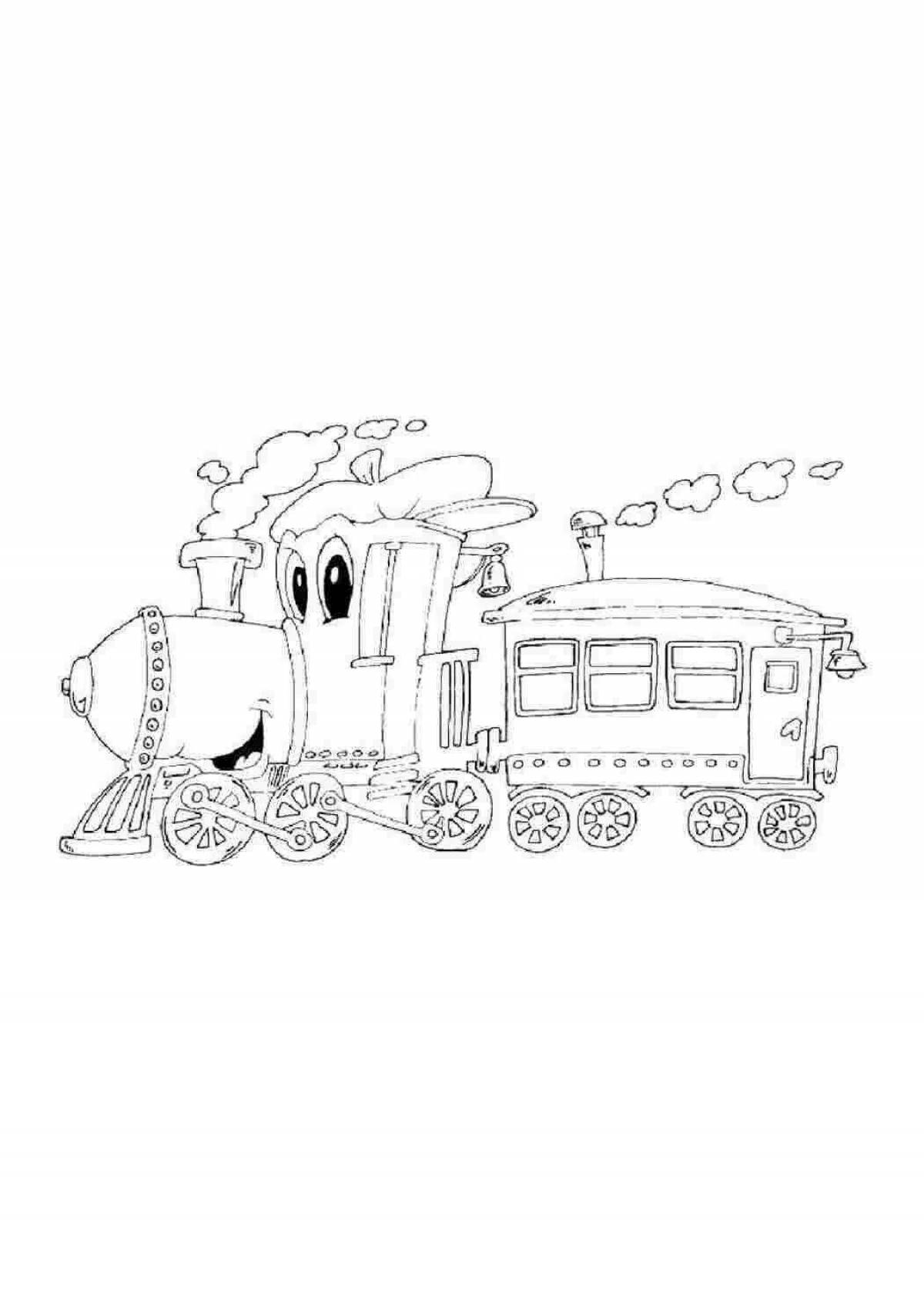 Раскраска причудливый поезд с вагоном