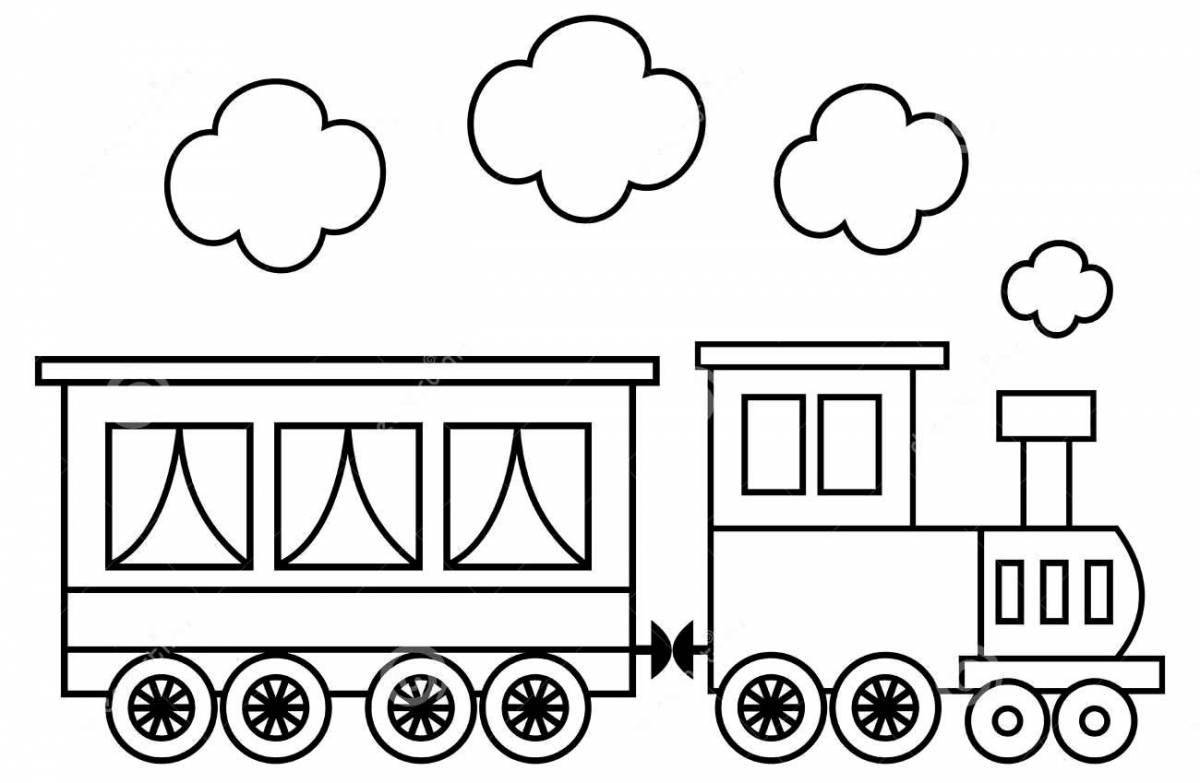 Раскраска поезд с взрывом цвета и вагоном