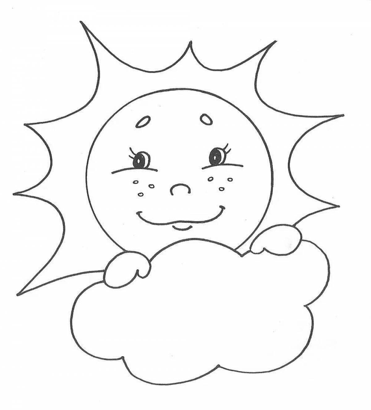 Славная раскраска солнце для детей 4-5 лет