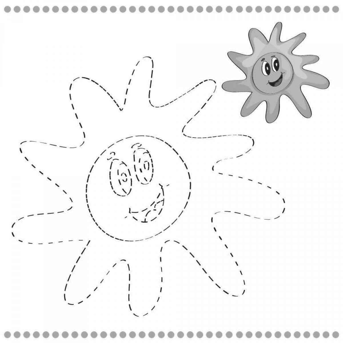 Блаженная раскраска солнце для детей 4-5 лет