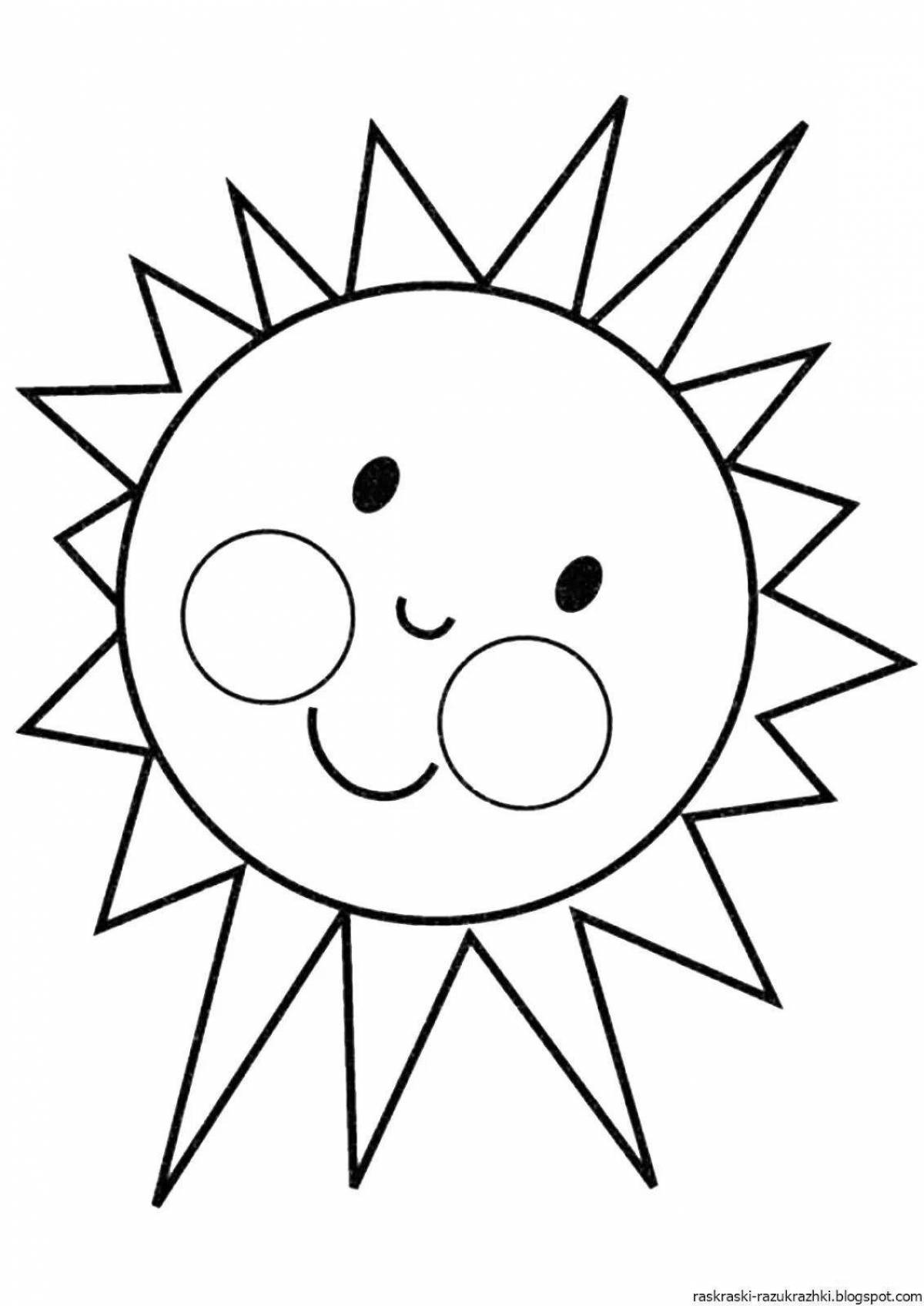 Юмористическая раскраска солнце для детей 4-5 лет