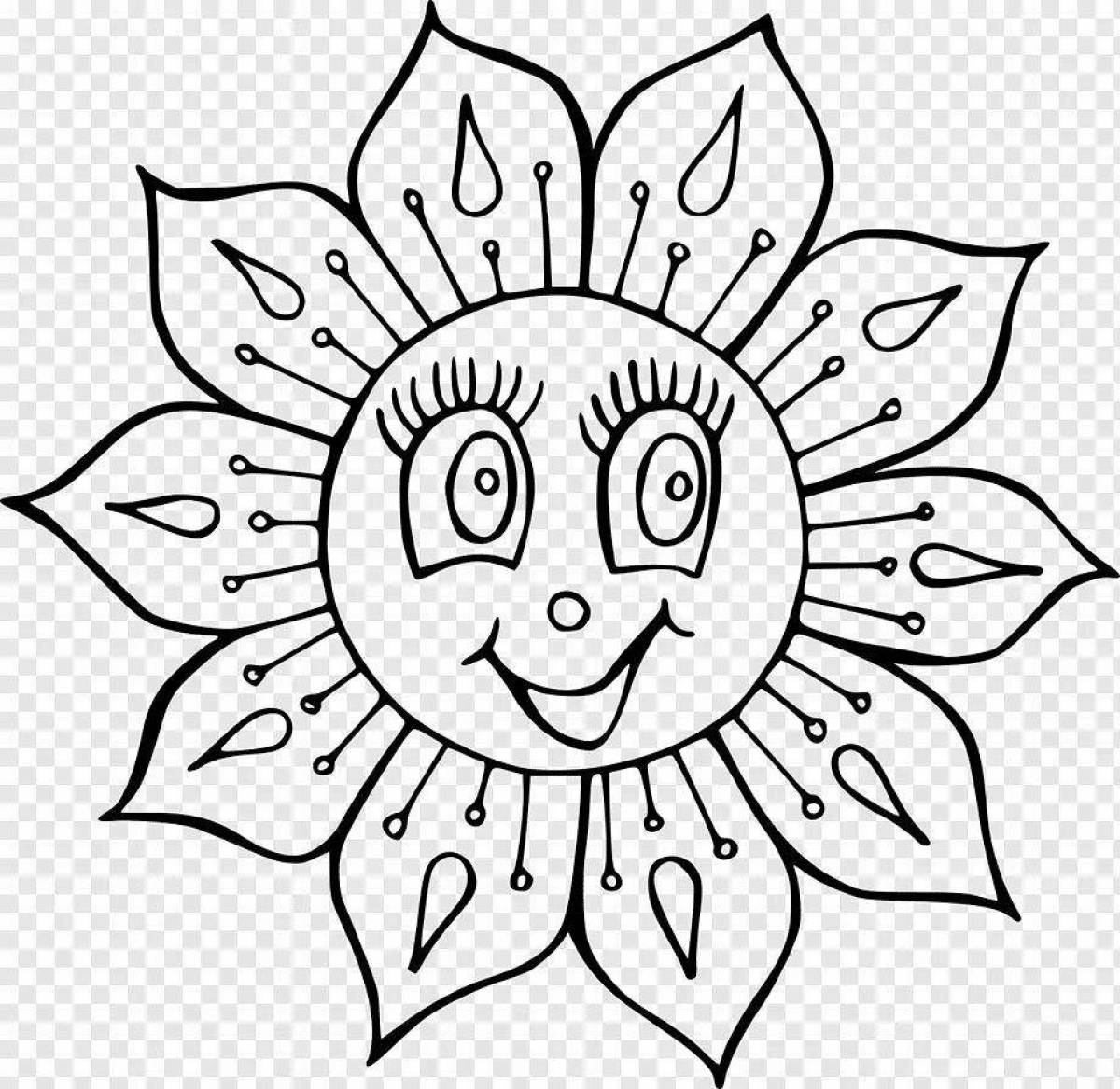 Развлекательная раскраска солнце для детей 4-5 лет