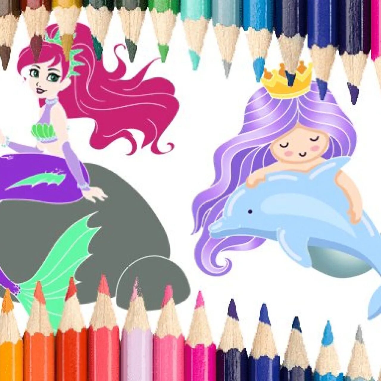 Симпатичные раскраски русалки для девочек