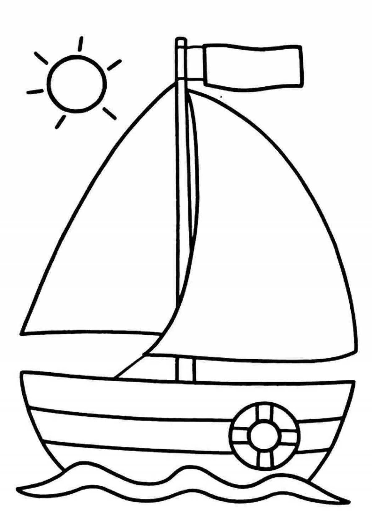 Яркая раскраска лодки для детей 4-5 лет