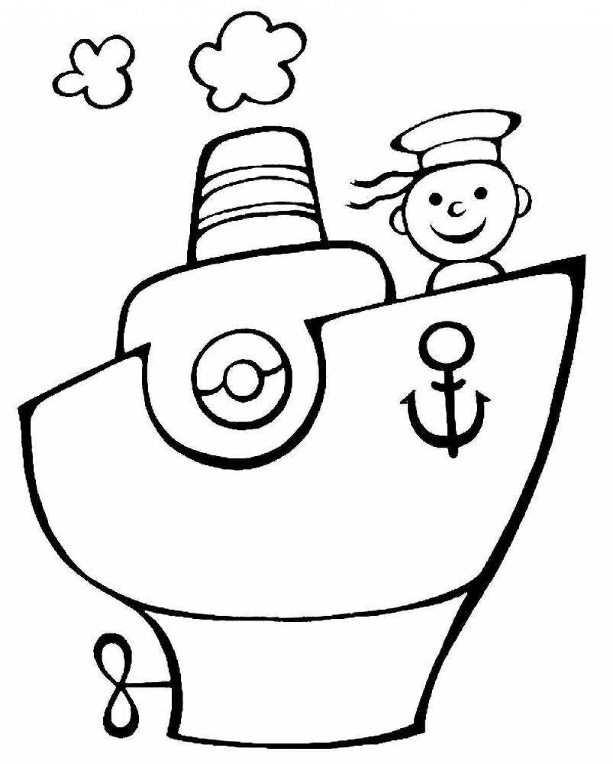Игривая страница раскраски лодки для детей 4-5 лет