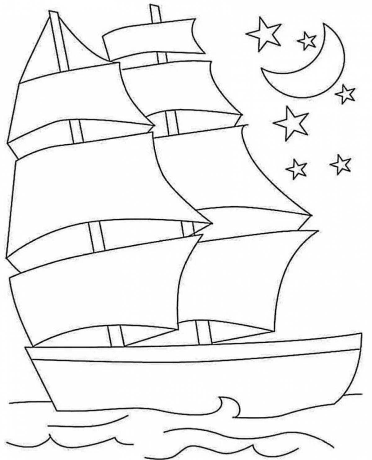 Раскраска «милая лодка» для детей 4-5 лет