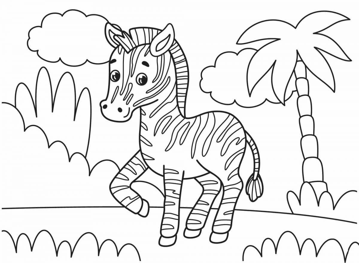 Красочная страница раскраски африканских животных для детей 4-5 лет