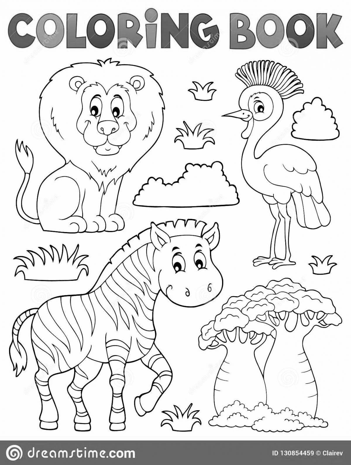 Уникальная страница раскраски африканских животных для детей 4-5 лет