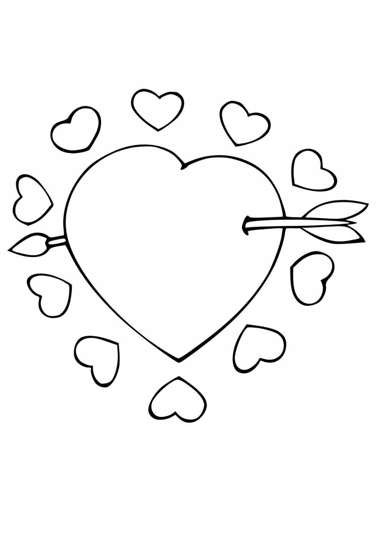 Восхитительная страница раскраски сердца для детей 5-6 лет