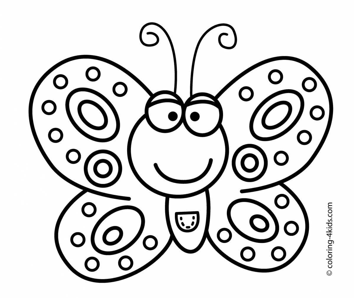 Милая бабочка-раскраска для детей 2-3 лет