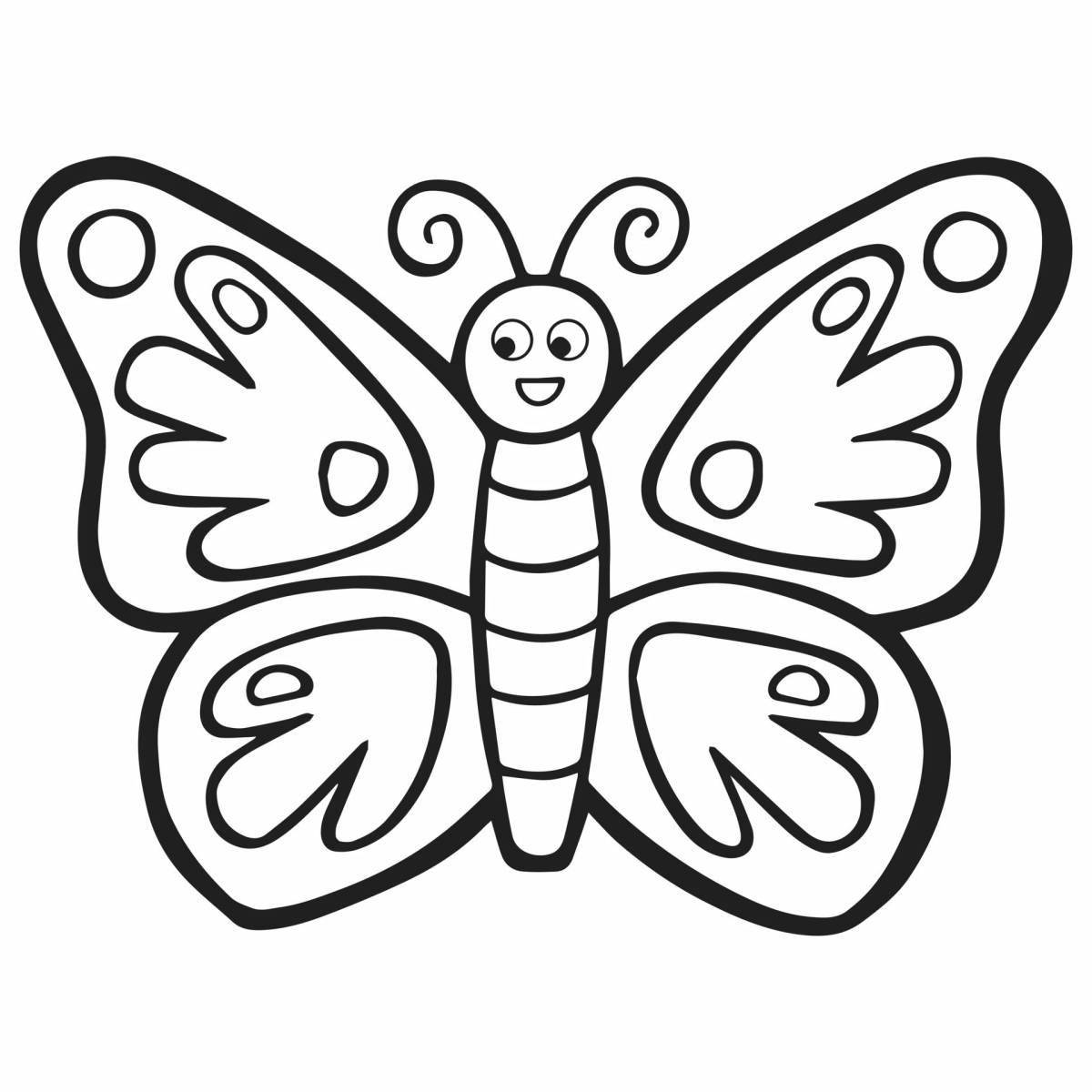 Раскраска яркая бабочка для детей 2-3 лет