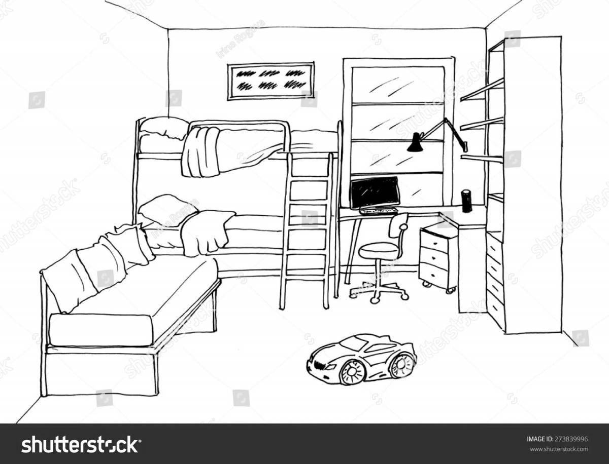 Color-frenzy coloring page of my boy's room