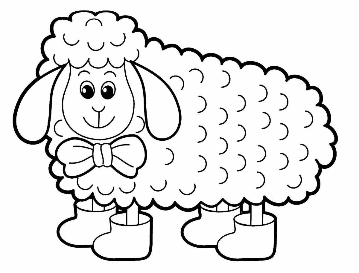Игривая овечка-раскраска для детей 5-6 лет