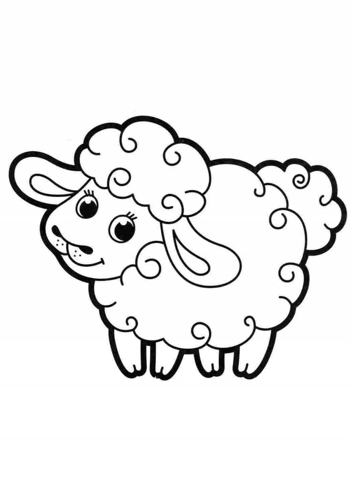 Веселая овечка-раскраска для детей 5-6 лет