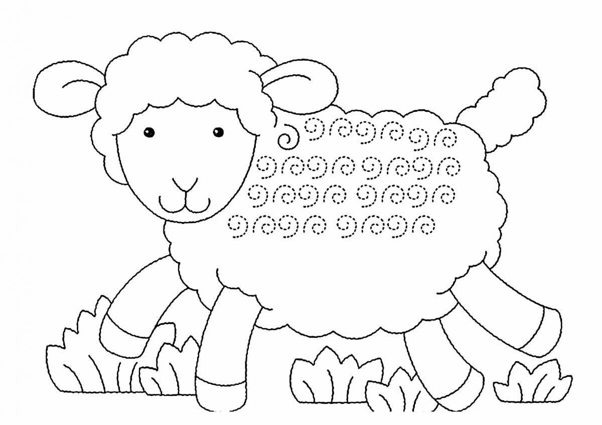 Яркая овечка-раскраска для детей 5-6 лет
