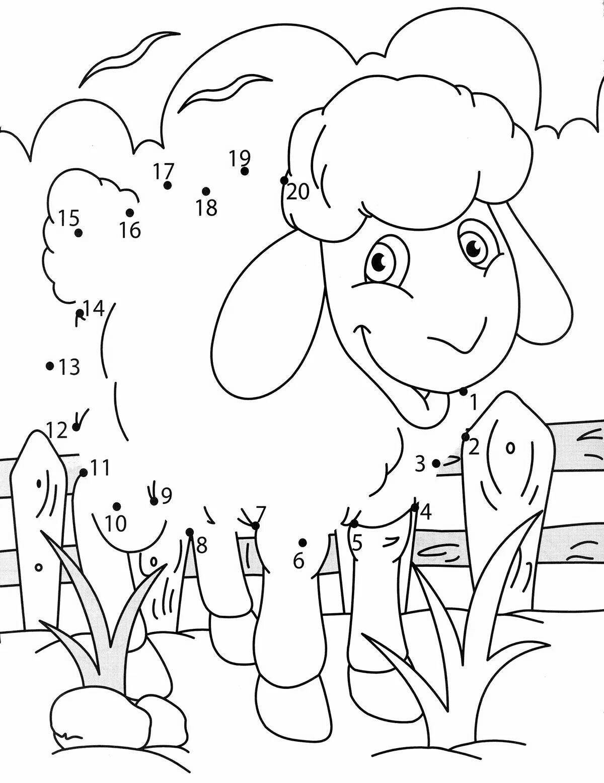 Милая овечка-раскраска для детей 5-6 лет