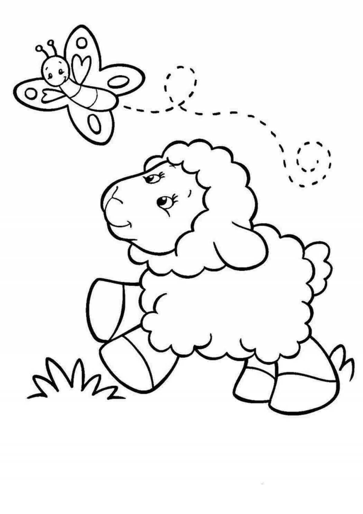 Причудливая овечка-раскраска для детей 5-6 лет