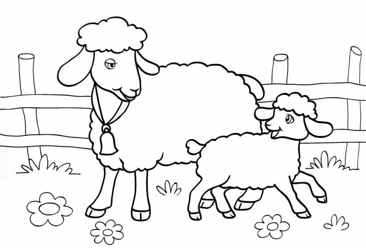 Сказочная овечка-раскраска для детей 5-6 лет