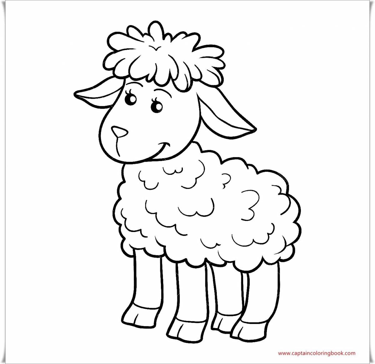 Красочно-весёлая овечка-раскраска для детей 5-6 лет