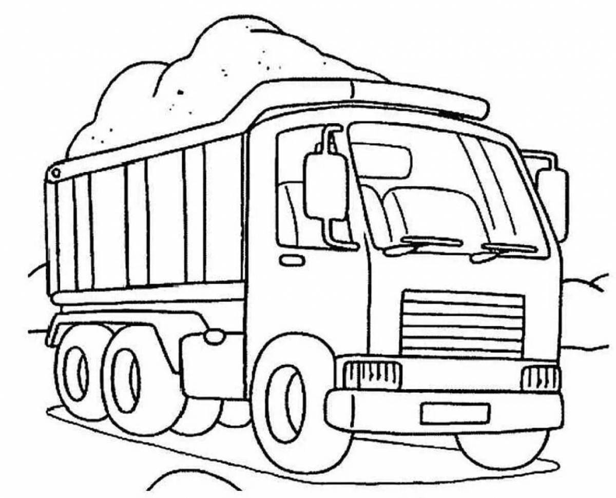 Игривая страница раскраски грузовиков для детей 5-6 лет