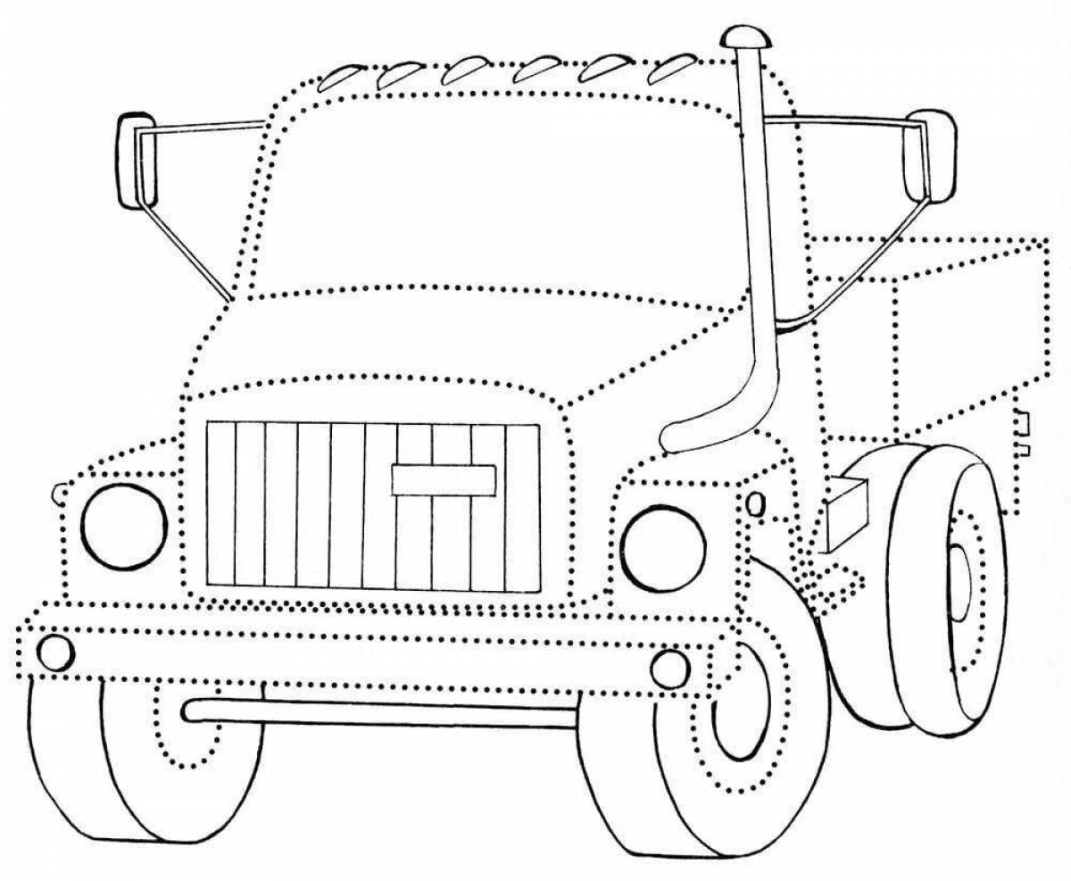 Уникальная страница раскраски грузовиков для детей 5-6 лет