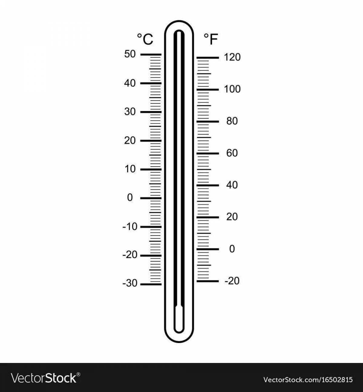 Яркая раскраска термометра для детей