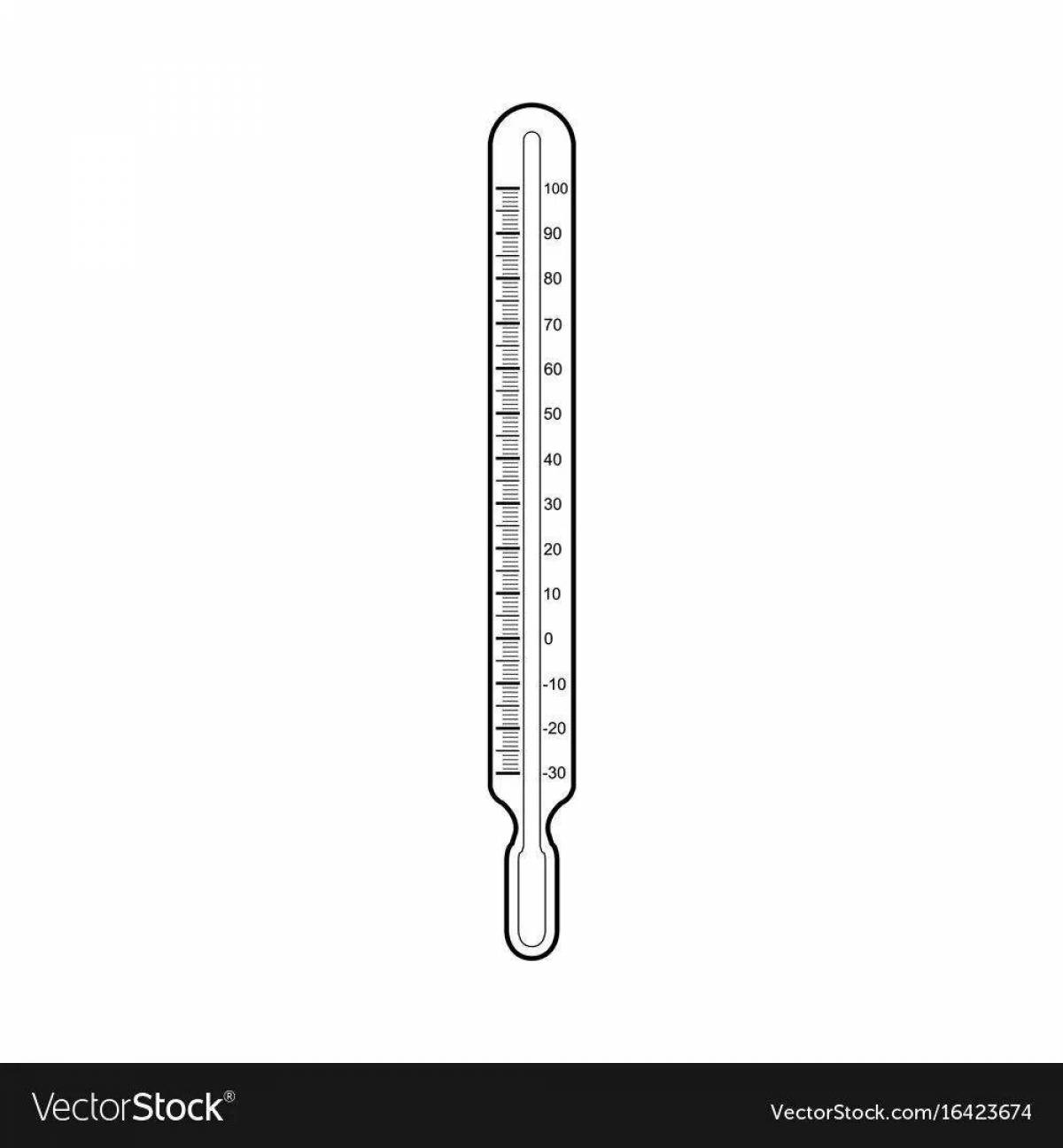 Красочная страница раскраски термометра для самых маленьких