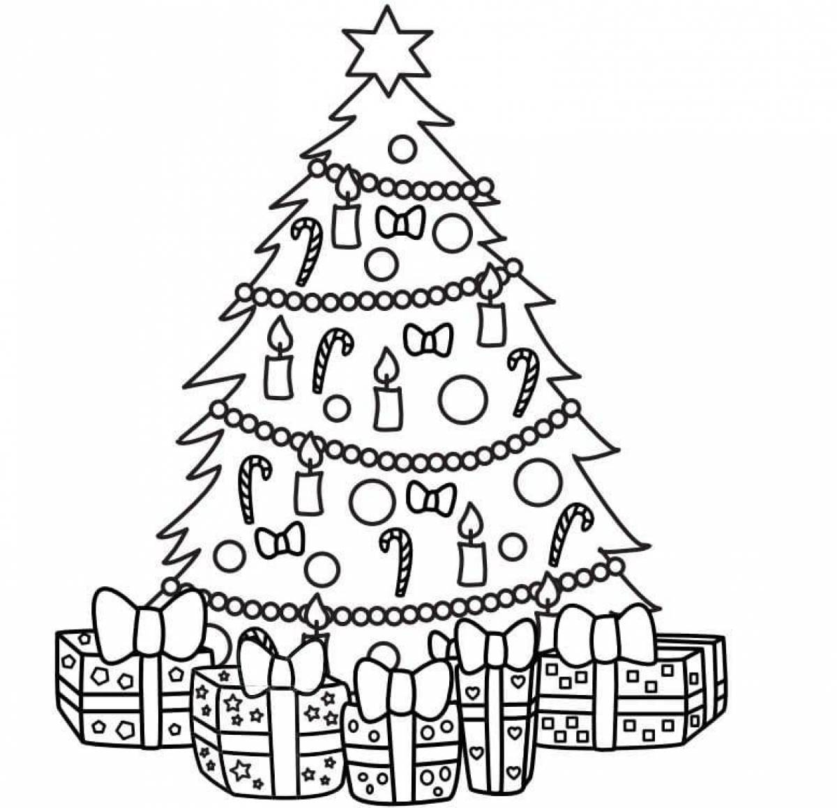 Праздничная раскраска рождественская елка