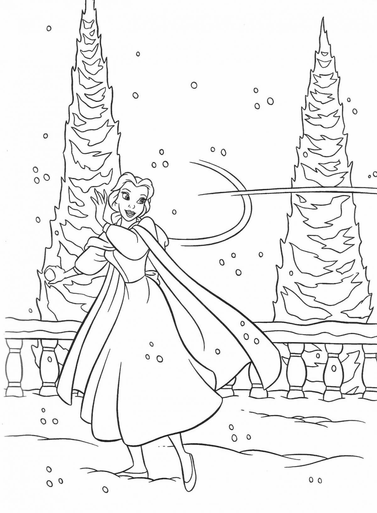 Очаровательная раскраска снежная королева для девочек