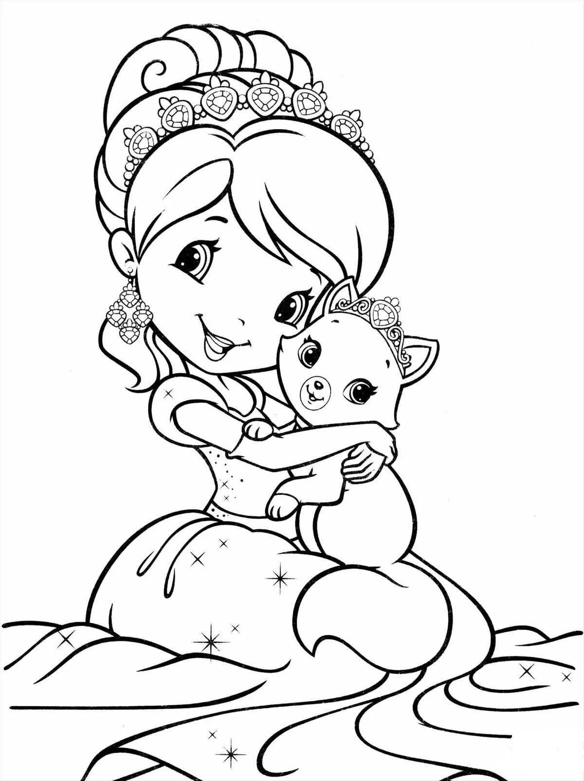 Радостная раскраска для детей 5-6 лет для девочек принцесса