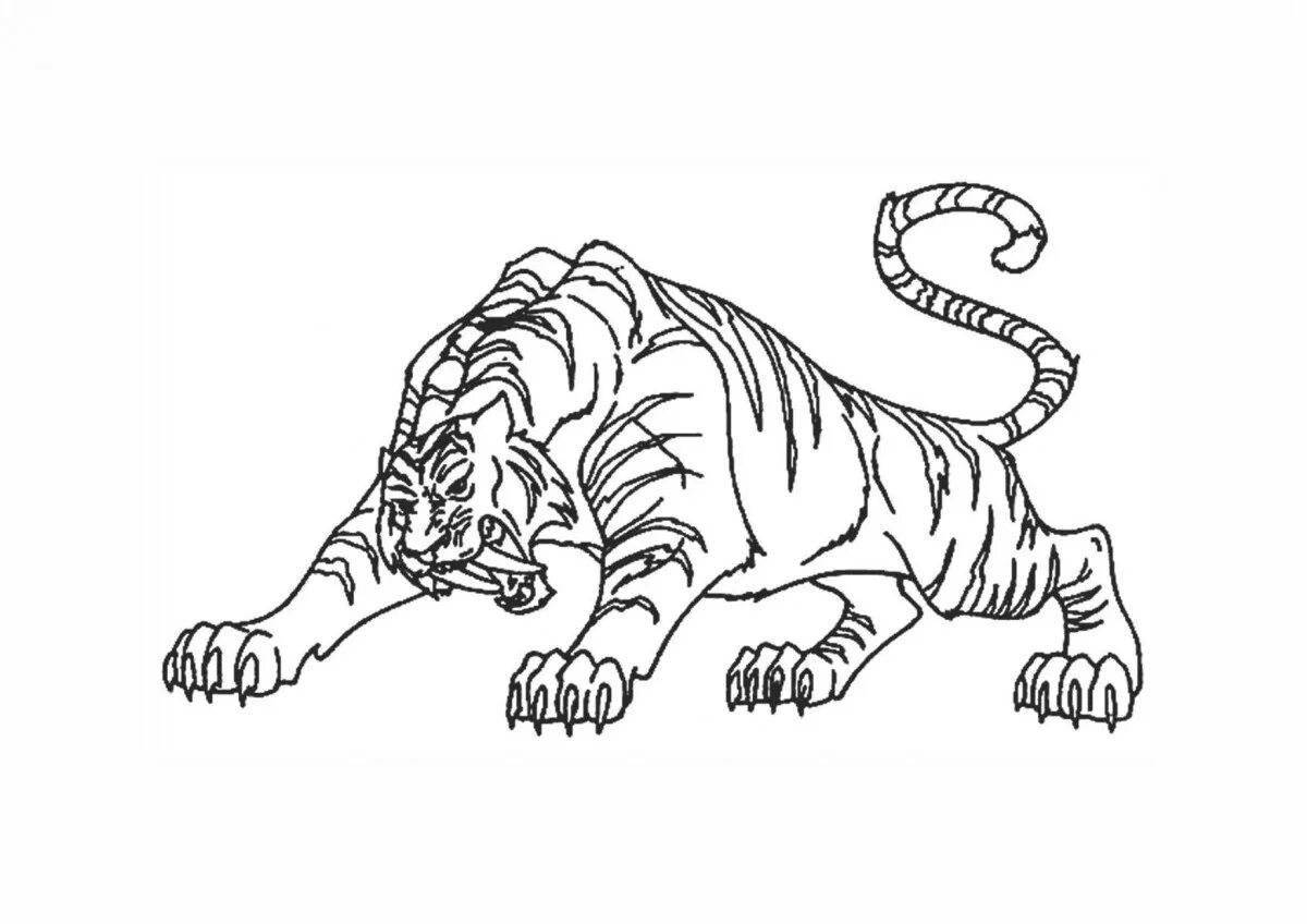 Восхитительная раскраска саблезубого тигра для детей
