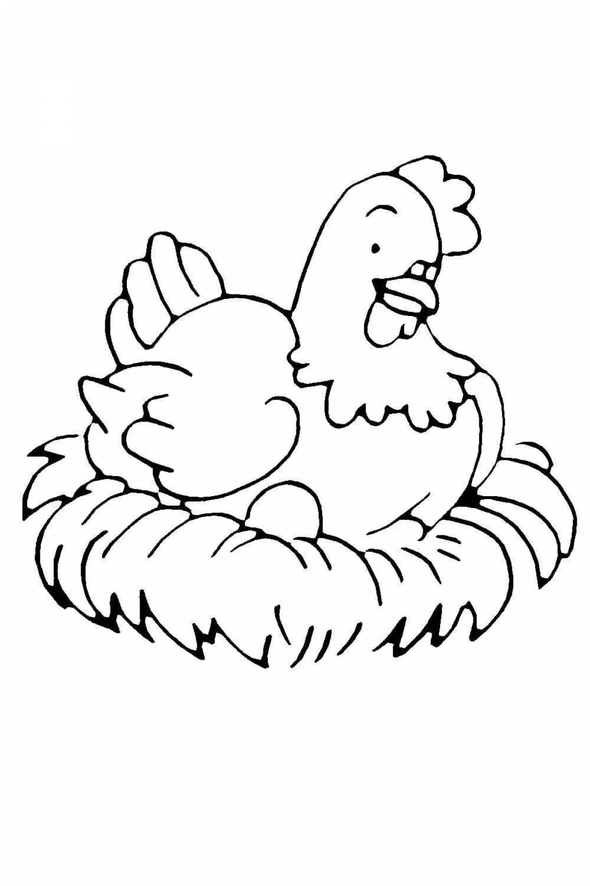 Игривая раскраска цыпленок ряба для детей